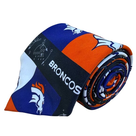 Team Apparel Other - NFL Team Apparel Mens Orange/Blue Polyester Denver Broncos Tie Handmade Logo Des